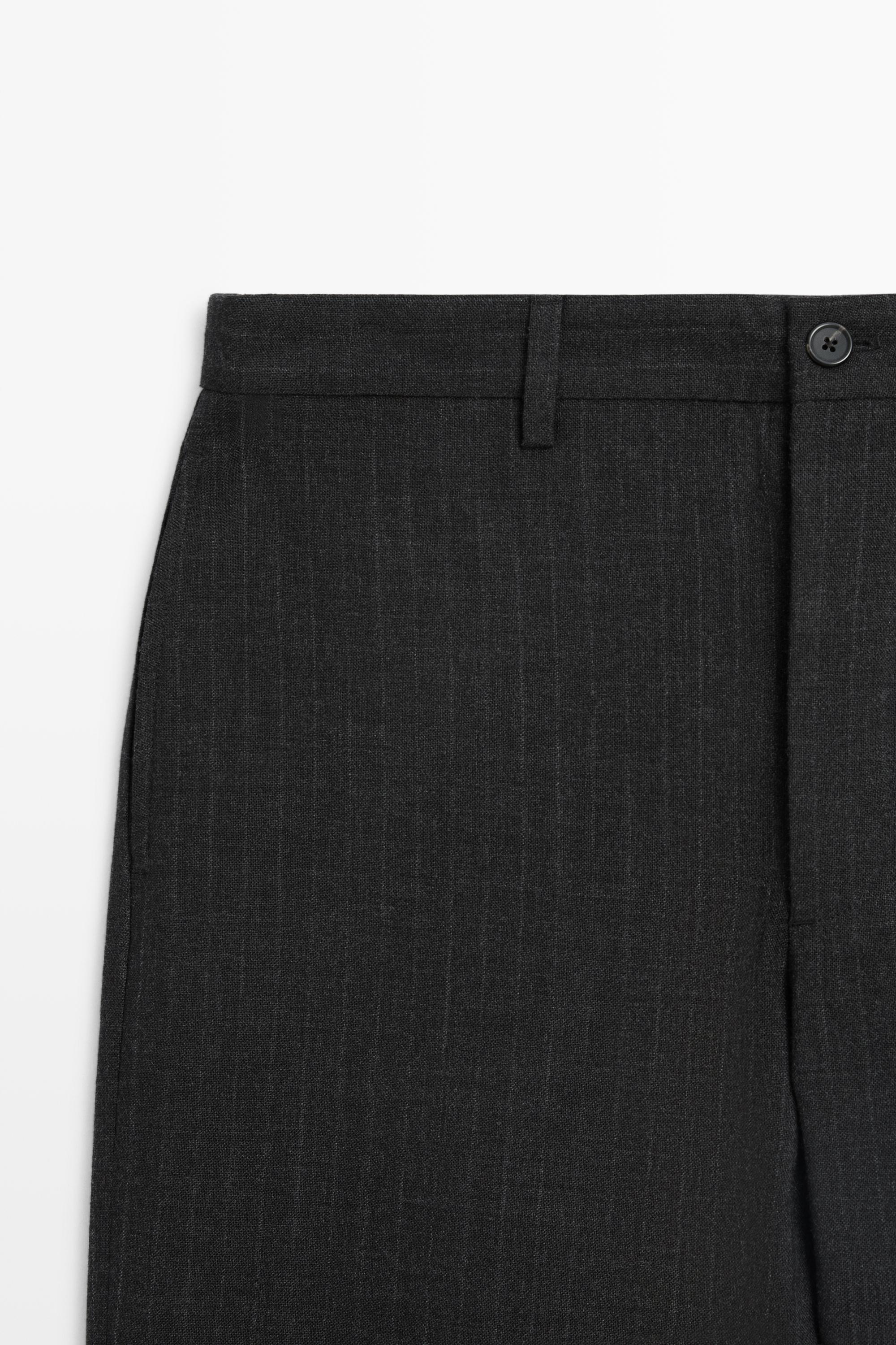 100% wool striped relaxed fit trousers